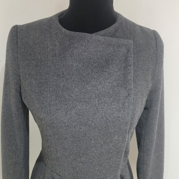 Bebe Wool Blend Snap Enclosure Peplum Coat Size XS Charcoal Gray Feminine Dressy - Picture 5 of 13